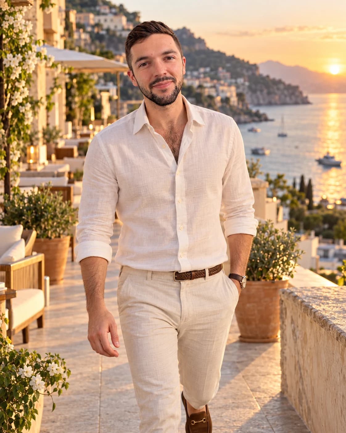 Editorial portrait of Kristian Moore in a coastal travel setting
