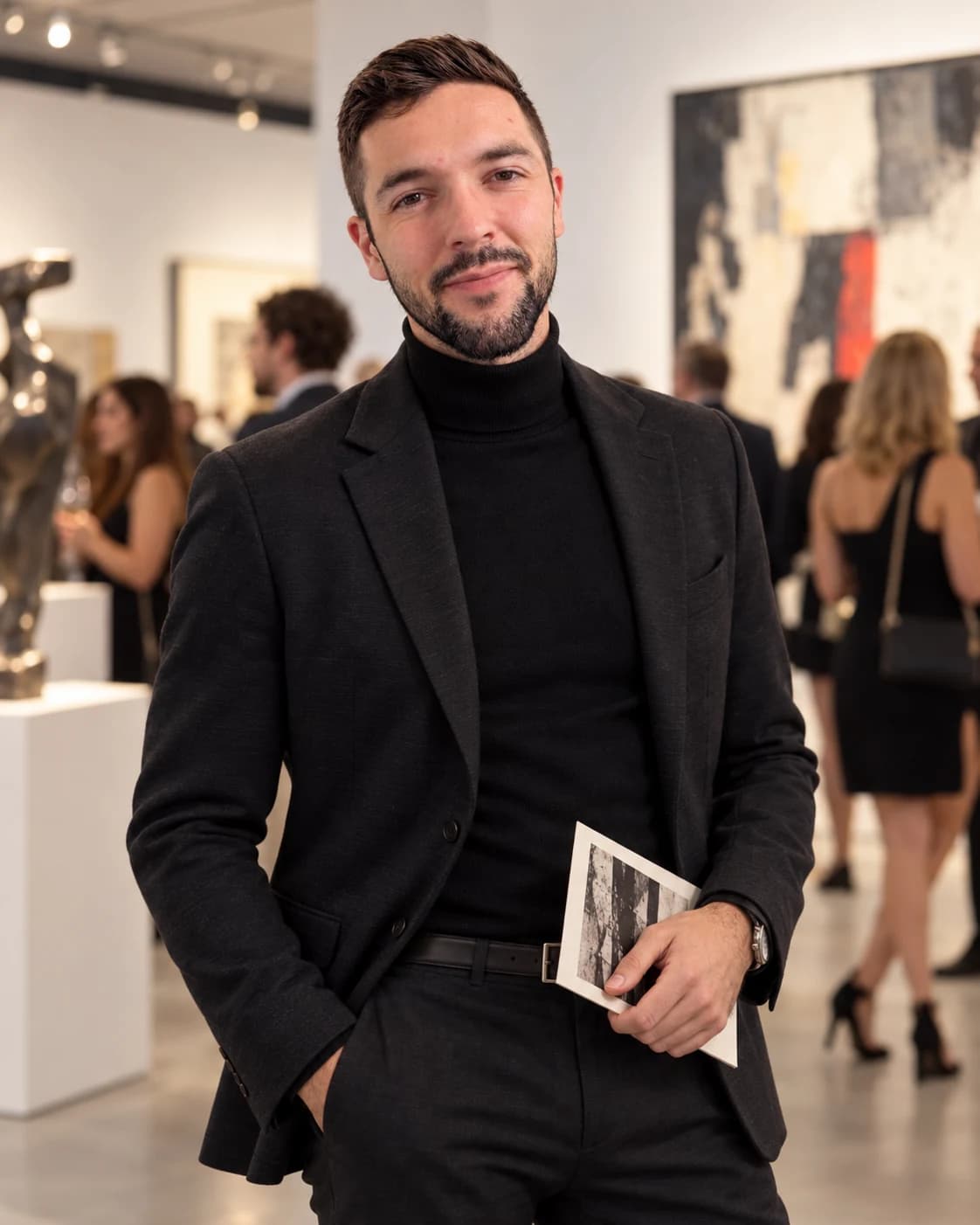 Editorial portrait of Kristian Moore in an art gallery setting